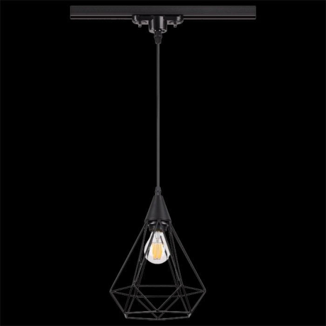 Однофазный светильник на подвесе для трека Novotech Zelle с лампочкой 370421+Lamps E27 P45 