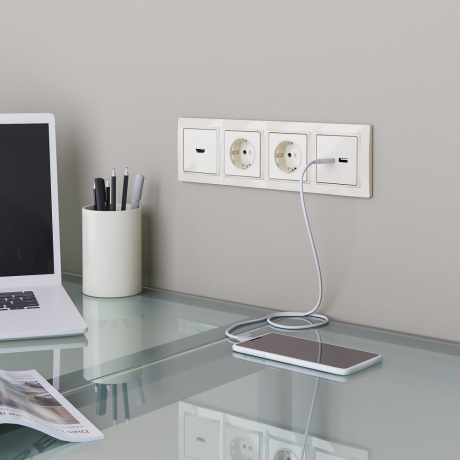 Рамка на 4 поста (слоновая кость, basic) Werkel 90554