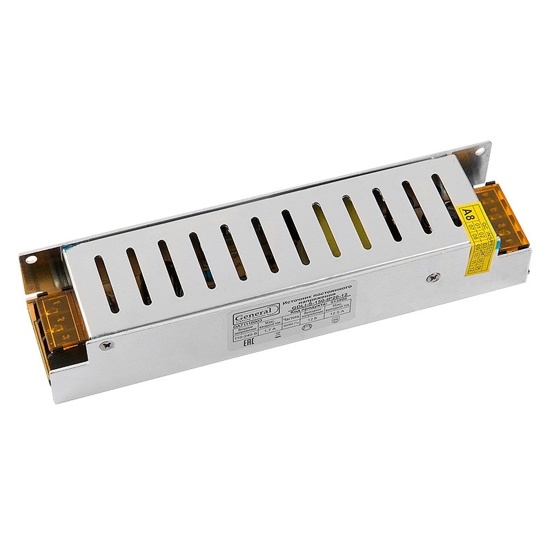 Драйвер для светодиодно ленты 12V, 150W, IP20 General GDLI-S-150-IP20-12 (513900)