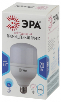 Лампа светодиодная ЭРА E27 20W 4000K матовая LED POWER T80-20W-4000-E27 Б0027001