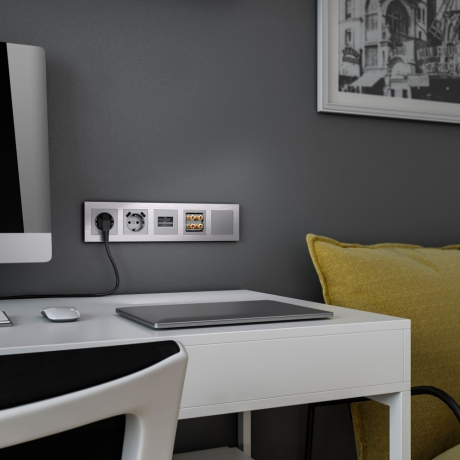 Розетка двойная Ethernet RJ-45  (серебряный) Werkel 89283