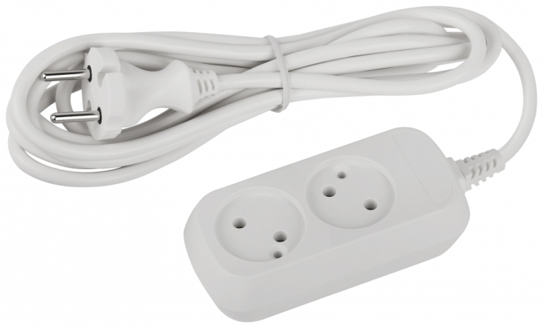 Удлинитель электрический ЭРА  Greenline 2 розетки без заземления 3м ПВС 2x0.75мм2 (744304)