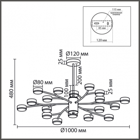 8265/18 COMFI LN26 металл, белый Люстра GX53 LED 18*7W 220V TORINA LUMION 