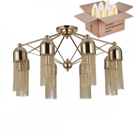 Потолочная люстра с лампочками Favourite Zaria 2739-8P+Lamps E14 Свеча 