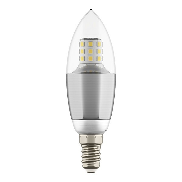 Светодиодная лампа E14 7W 4000K (белый) C35 LED Lightstar 940544, цвет серебряный - фото 1
