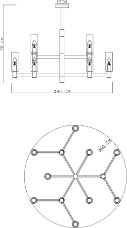 Люстра на штанге со светодиодными лампочками E14 , комплект от Lustrof. №315268-622967 