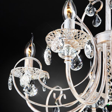 Подвесная люстра Eurosvet Alda 3305/5 белый с золотом/прозрачный хрусталь Strotskis 