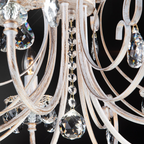 Подвесная люстра Eurosvet Alda 3305/5 белый с золотом/прозрачный хрусталь Strotskis 