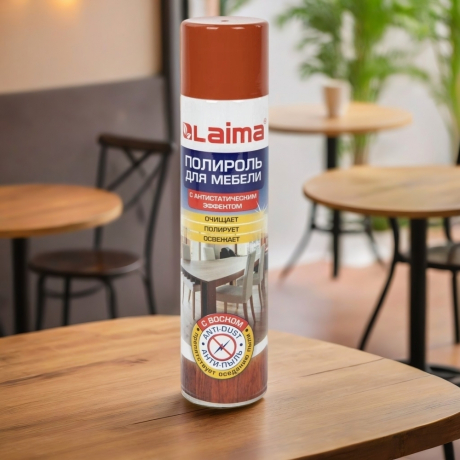 Нарушена упаковка! <289259> Полироль для мебели ЛАЙМА "Антипыль" с воском и антистатиком, 300 мл, аэрозоль, 606511