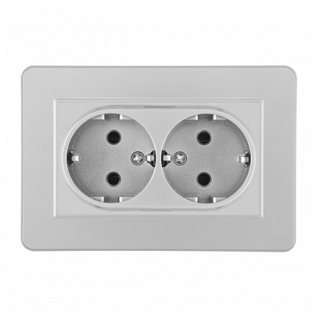 Розетка двойная с заземлением и со шторкой Arte Milano SET16-2 SET16-double-40-2 silver 