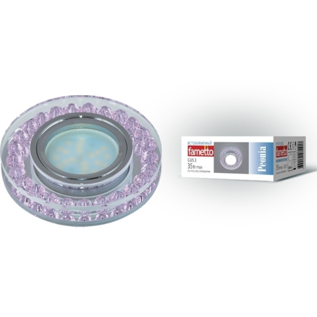 Нарушена упаковка.  <184761> Встраиваемый светильник Fametto Peonia DLS-P102 GU5.3 CHROME-PINK 9986 DLS-P102 GU5.3 CHROME/PINK