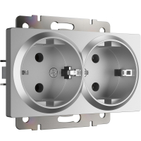 Розетка двойная с заземлением (серебряный) Werkel W1172006