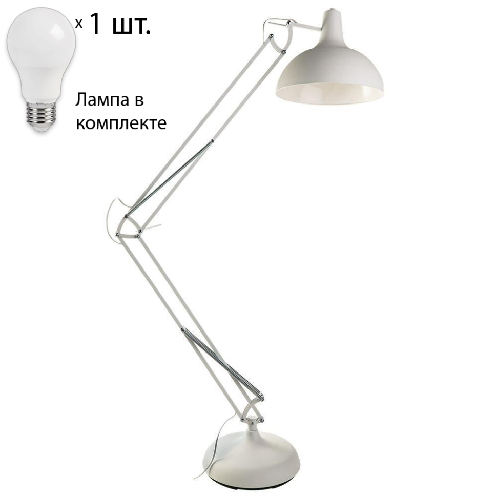 Торшер с лампочкой Arte Lamp Goliath A2487PN-1WHLamps 28990₽