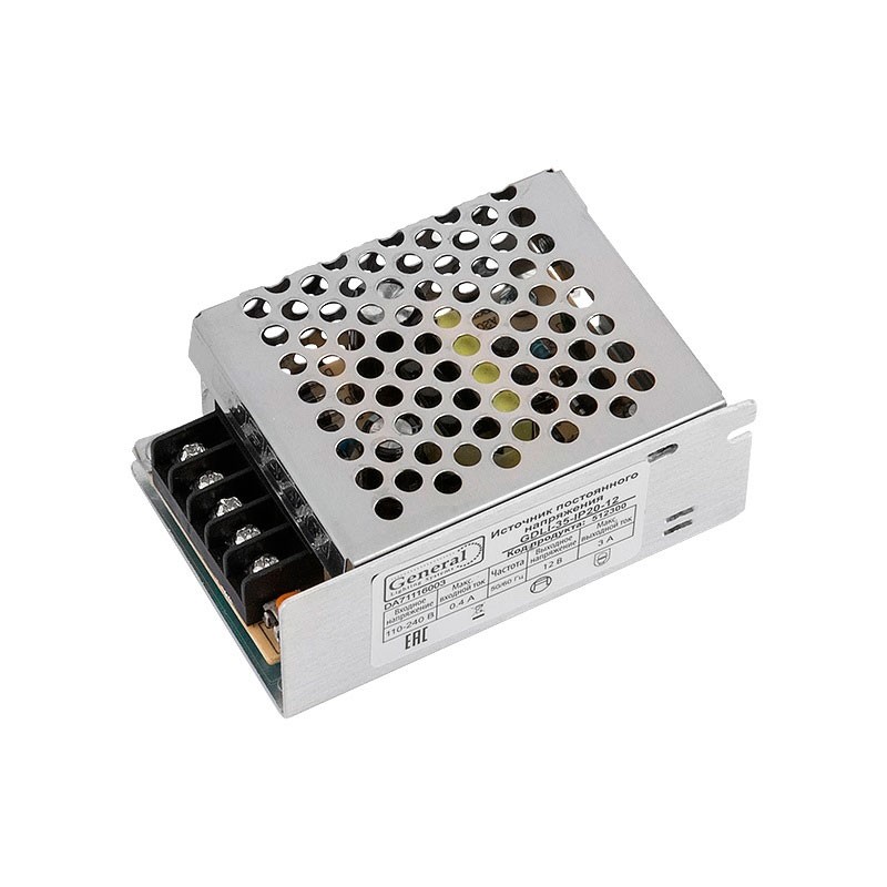Драйвер для светодиодно ленты 12V, 35W, IP20 General GDLI-35-IP20-12 (512300)