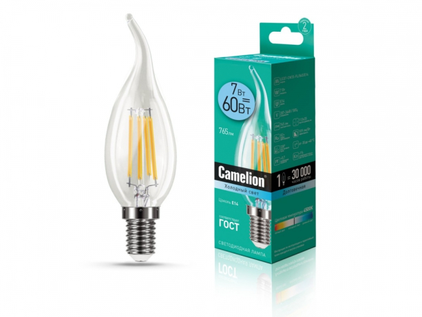 Светодиодная лампа E14 7W 4500 (белый) CW35 Camelion LED7-CW35-FL/845/E14 (13455) 