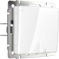 Розетка влагозащищенная с заземлением и со шторкой, без рамки с крышкой Werkel белые W1171201