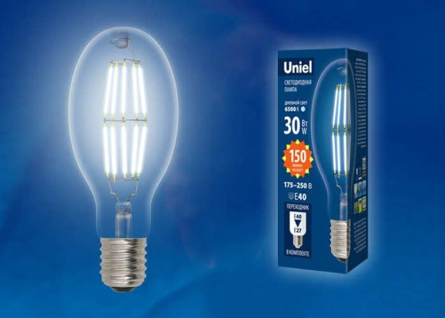 Ретро лампа E40 30W 6500K (холодный) Uniel LED-ED90-30W-DW-E40-CL GLP05TR (UL-00003761) 