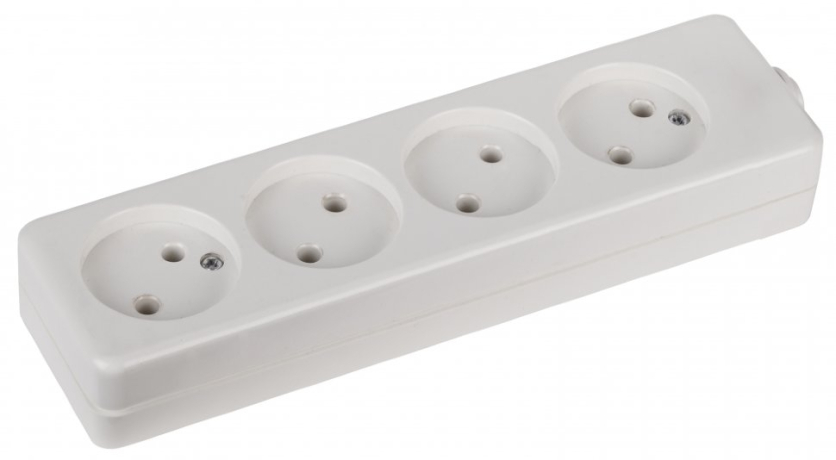 Колодка ЭРА  4 розетки без зазeмления белая 168064