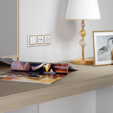 Витринный образец!  <90578> Выключатель двухклавишный проходной (белый) Werkel 605035