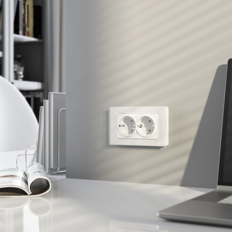 Розетка двойная с заземлением, без рамки Werkel белый матовый W1172061 
