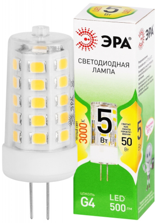 Лампочка светодиодная ЭРА GREEN LINE LED G4-JC-5W-830-12V GL G4 5Вт капсула теплый белый свет Б0067190 