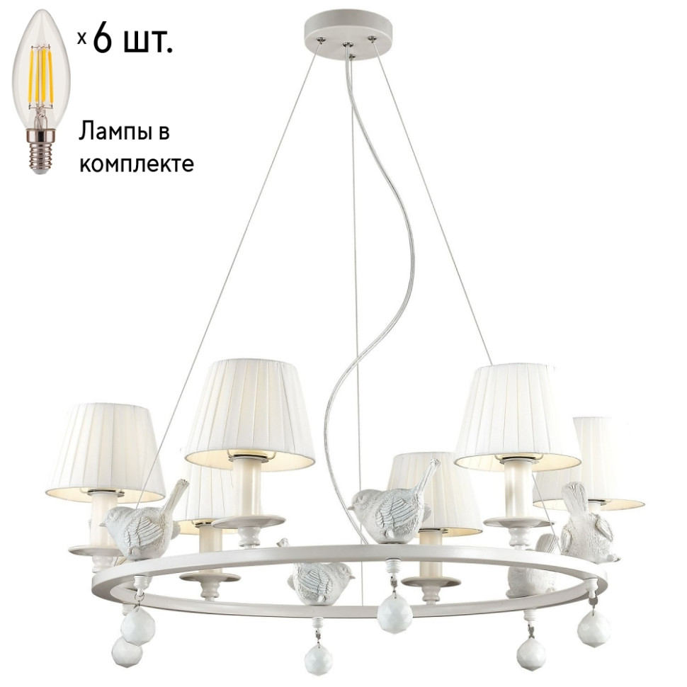 Подвесная люстра с лампочками Favourite Vogel 1705-6P+Lamps E14 Свеча