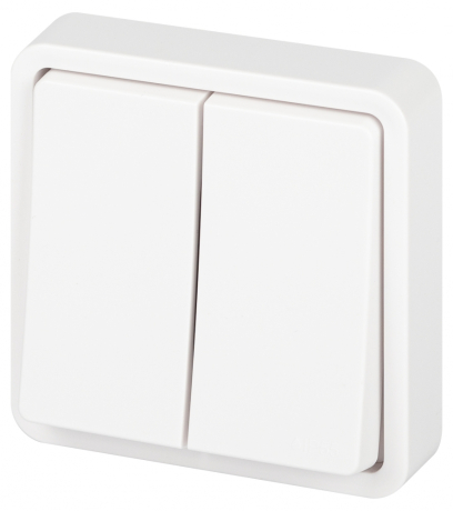 Переключатель ЭРА Эксперт  двойной IP55, 10АХ-250В, СУ, белый (744201)
