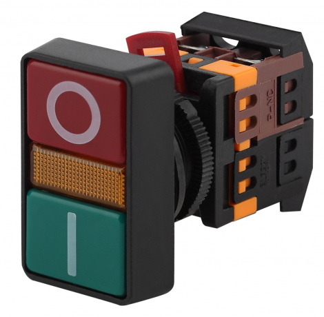 Эра Кнопка РPВВ-30N "I-O" d30мм неон/240В 1з+1р (10/200/3000)