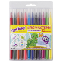 Нарушена упаковка!  <203571> Фломастеры ЮНЛАНДИЯ 12 цветов, "ЗООПАРК", трехгранные, вентилируемый колпачок, 151425 (151425)