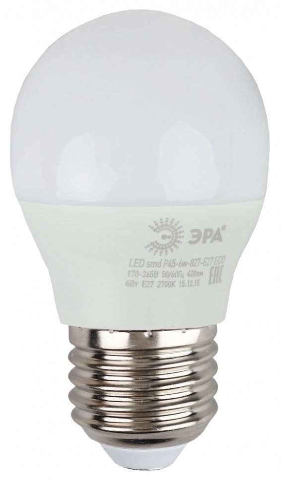 Светодиодная лампа Е27 6W 4000К (белый) Эра ECO LED P45-6W-840-E27 (Б0020630) - фото 3