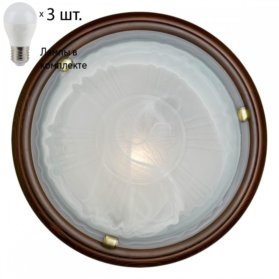 Настенно-потолочный светильник Sonex Lufe Wood с лампочками 336+Lamps E27 P45, цвет коричневый 336+Lamps E27 P45 - фото 1