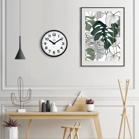 Часы настенные TROYKATIME (TROYKA) 91900945, круг, белые, черная рамка, 23х23х4 см (452286)