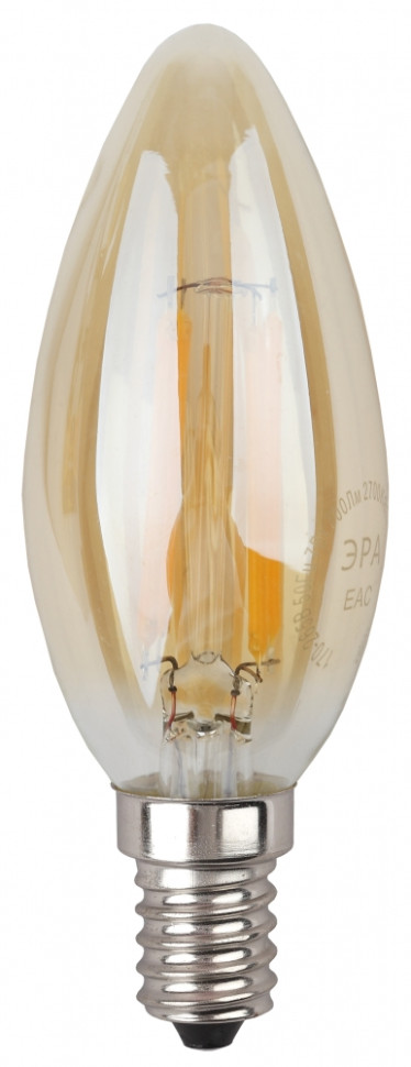 Лампа светодиодная ЭРА E14 9W 4000K золотая F-LED B35-9W-840-E14 gold Б0047035, цвет серый - фото 1