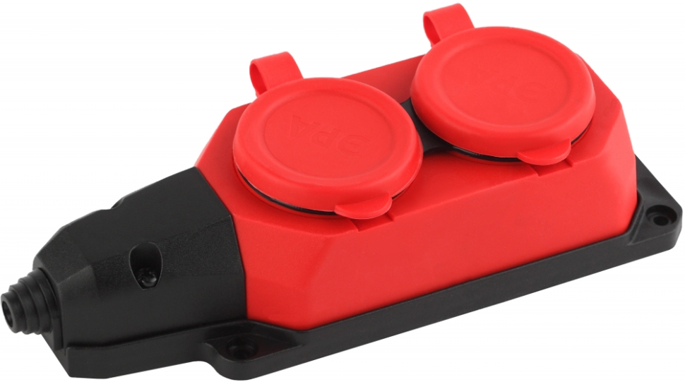 Колодка ЭРА K-2e-RED-IP44 каучуковая с заземлением 2 розетки 16A IP44 красная Б0044551 508₽