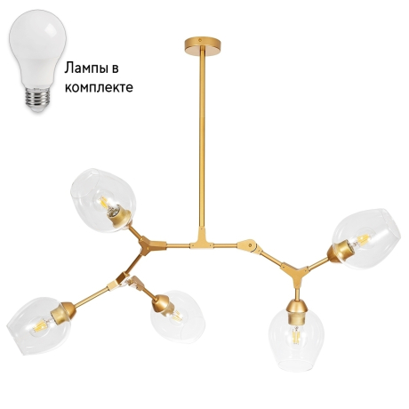 Люстра на штанге с лампочками Arte lamp A4103SP-5GO+Lamps 