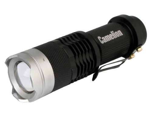 Ручной светодиодный фонарь на батарейках. Дистанция освещения - 400м. 3 режима работы. Camelion LED5135 (12915), цвет черный