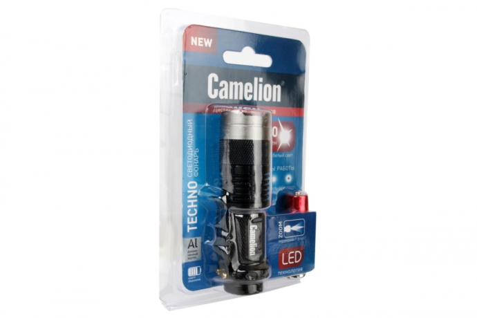 Ручной светодиодный фонарь на батарейках. Дистанция освещения - 400м. 3 режима работы. Camelion 188976 (12915)