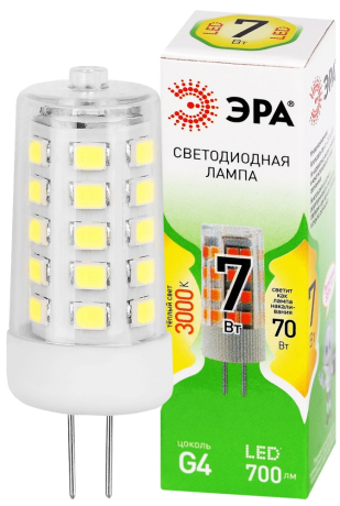 Лампочка светодиодная ЭРА GREEN LINE LED G4-JC-7W-830-12V GL G4 7Вт капсула теплый белый свет Б0067181 