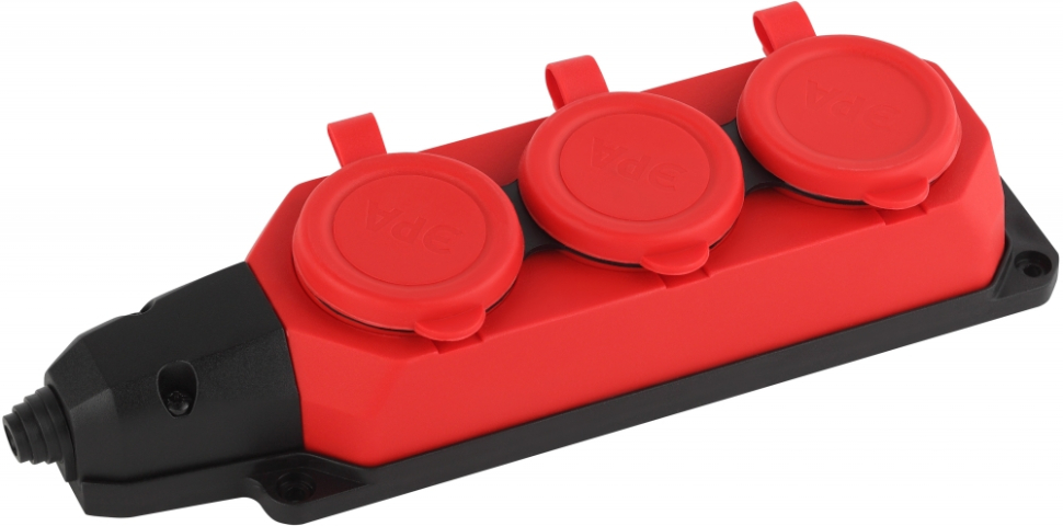 Колодка ЭРА K-3e-RED-IP44 каучуковая с заземлением 3 розетки 16A IP44 красная Б0044552 650₽