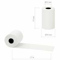 Нарушена упаковка! <603394> Чековая лента ТЕРМОБУМАГА 57 мм (диаметр 35 мм, длина 17 м, втулка 12 мм) КОМПЛЕКТ 12 шт., BRAUBERG, 115232 (115232)