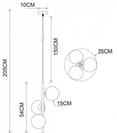 Светильник подвесной с лампочками Arte lamp A2224SP-3BK+Lamps 