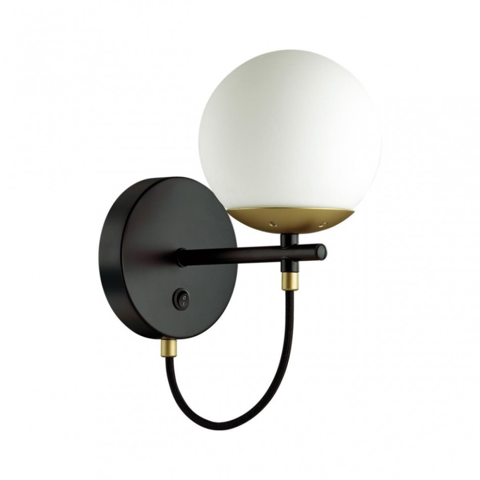 Бра со светодиодной лампочкой E27, комплект от Lustrof. №369313-642545, цвет черный - фото 1