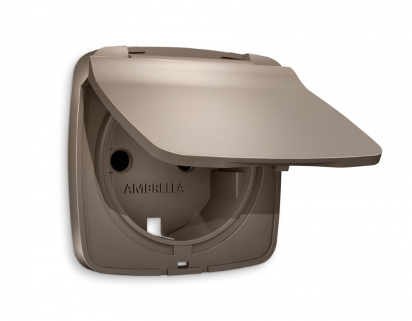 Накладка для розетки влагозащищенной с заземлением и со шторками с крышкой Ambrella Volt OMEGA OP6380 