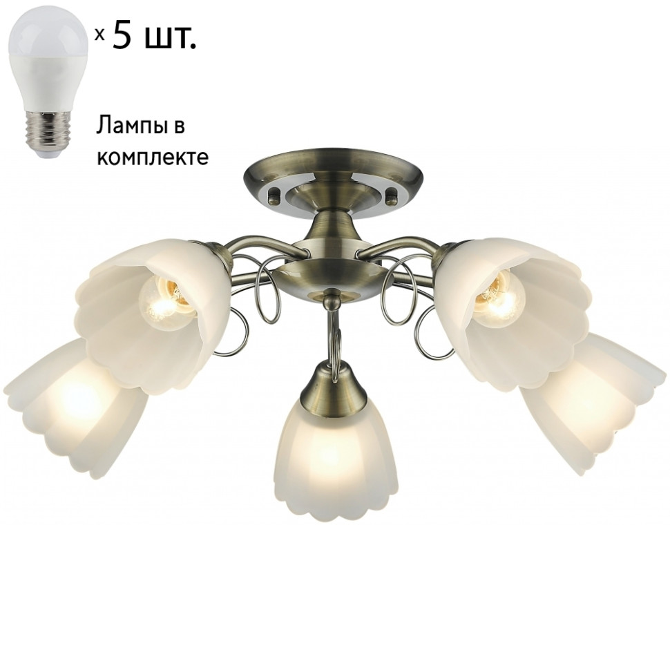 Потолочная люстра с лампочками Velante 708-507-05+Lamps, цвет бронза 708-507-05+Lamps - фото 1