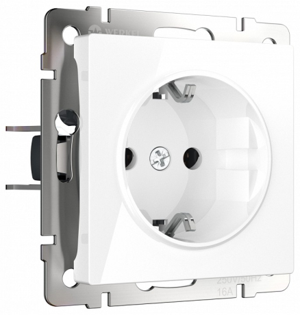 Розетка с заземлением и со шторками, без рамки Werkel белый W1171101
