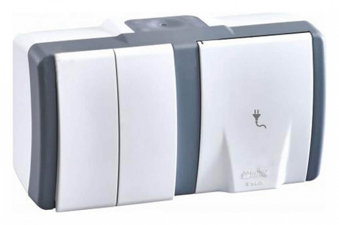 Блок с розеткой и выключателем Mono Electric Octans IP54 154-020001-181 