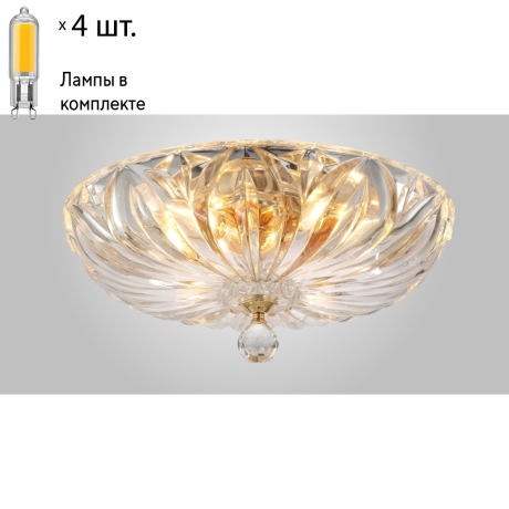 Потолочный светильник с лампочками CRYSTAL LUX DENIS D400 GOLD+Lamps 