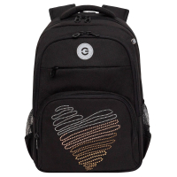 Нарушена упаковка!  <796757> Рюкзак GRIZZLY школьный, анатомическая спинка, 2 отделения, для девочек, "DIAMOND HEART", 39х30х20 см, RG-568-3/1 (274204)