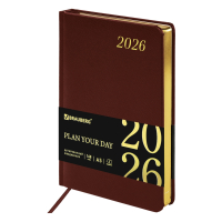 Нарушена упаковка! <795085> Ежедневник датированный 2026 А5 138x213 мм, BRAUBERG "Iguana", под кожу, коричневый, 117057