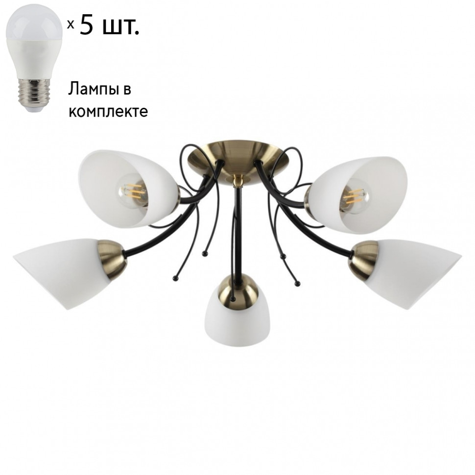 Потолочная люстра Lumion Eliana с лампочками 4592/5C+Lamps E27 P45, цвет черный 4592/5C+Lamps E27 P45 - фото 1
